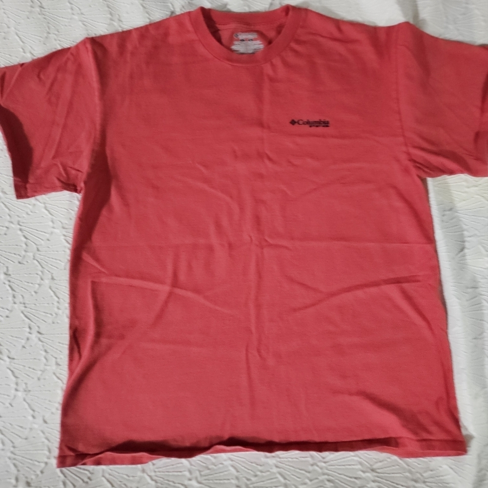 Columbia Red Short-Sleeve Logo Tee PFG Blue Marlin Size L